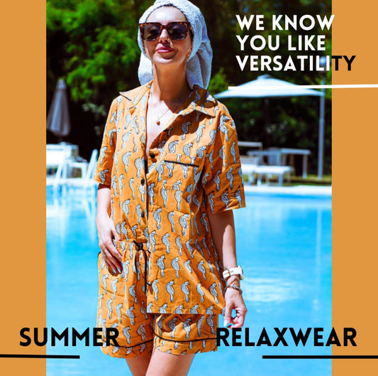 Mustard Mynae Bird Short Set by Global Inspired Threads