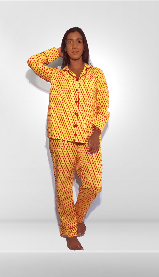 Fiery Red Leaf Long Set by Global Inspired Threads