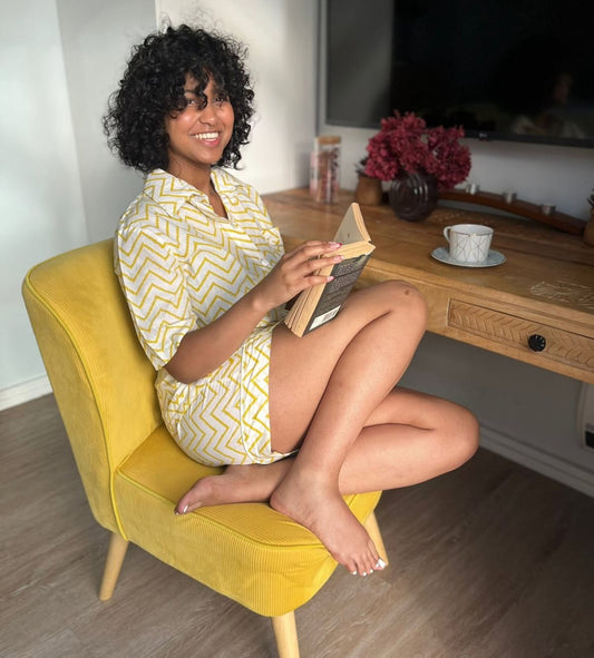 Sunny Yellow ZigZag Short Set by Global Inspired Threads