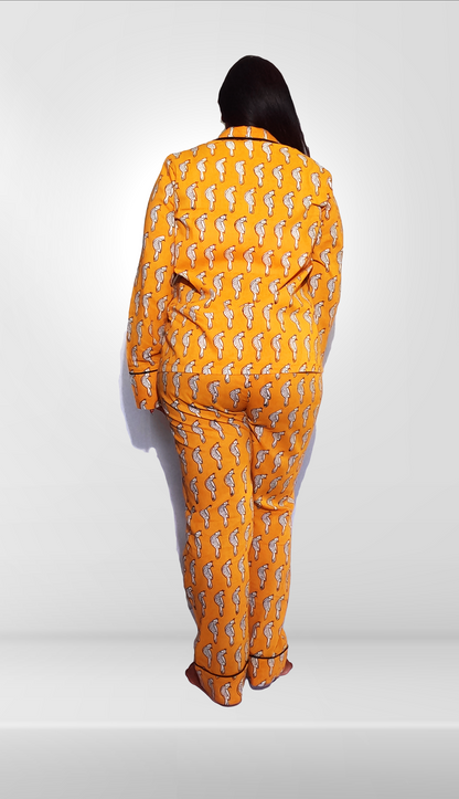 Mustard Mynae Bird Long Set by Global Inspired Threads