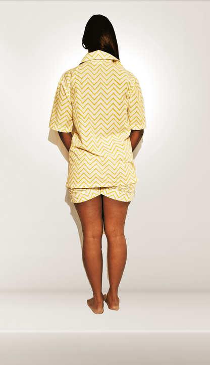 Sunny Yellow ZigZag Short Set by Global Inspired Threads